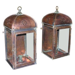 Antique Elegant 19th c. Dutch Copper Lanterns - Pair