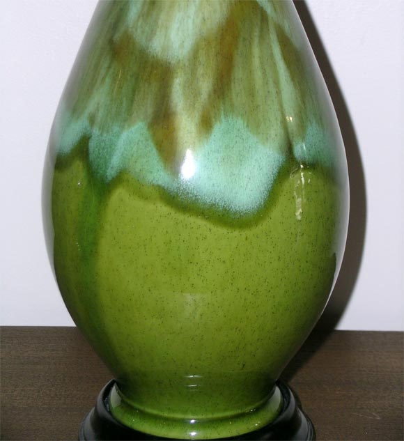 Mid-20th Century PAIR OF PEACOCK DRIP GLAZE LAMPS