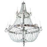 Large French Chandelier with Etched Mirrors