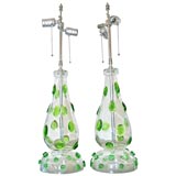 Pair of Murano Clear Glass Lamps