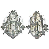 Pair Tole Mirror Back Sconces Pair Tole Mirror Back Sconces