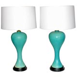 Pair Chinese turquoise glazed Vase Lamps