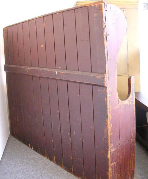 18THC  ORIGINAL RED PAINTED HIGH-BACK SETTLE 4