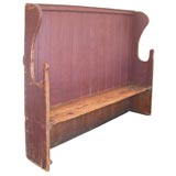 18THC  ORIGINAL RED PAINTED HIGH-BACK SETTLE
