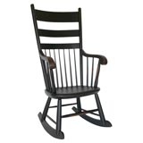 Antique 19THC ORIGINAL BLACK PAINTED ROCKING CHAIR