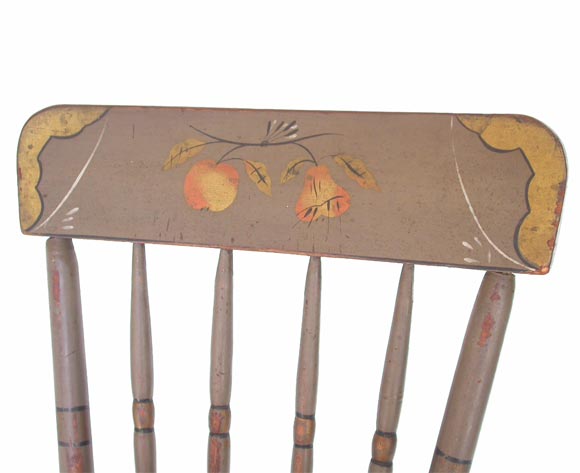 19THC ORIGINAL DECORATED/PAINTED PLANK-BOTTOM CHAIRS 1