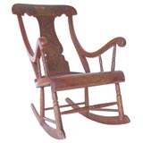 19THC ORIGINAL PAINT DECORATED ROCKING CHAIR