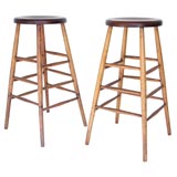 Antique PAIR OF BAR STOOLS NATURAL OLD SURFACE