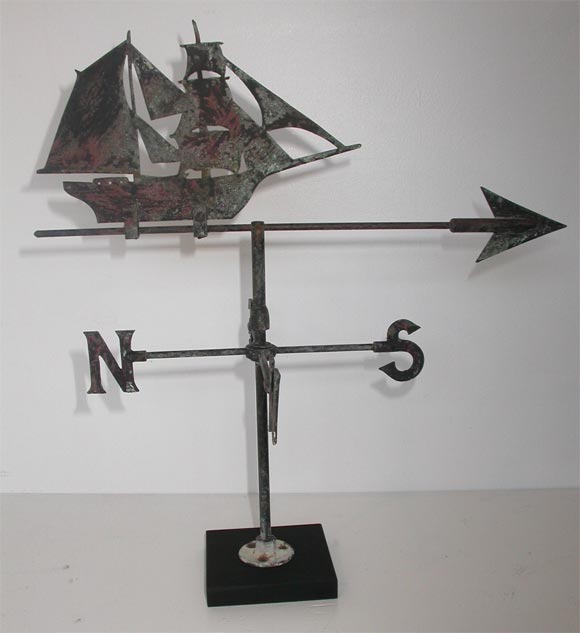 1920-1930 ORIGINAL PAINTED SHIP WEATHERVANE