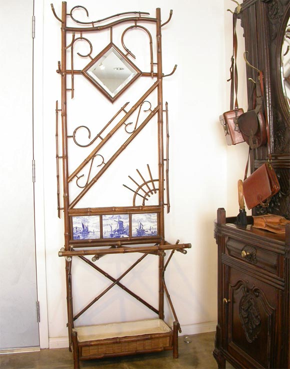 Bamboo Hallstand with Delft Tiles