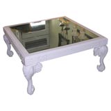White painted coffe table with mirrored top