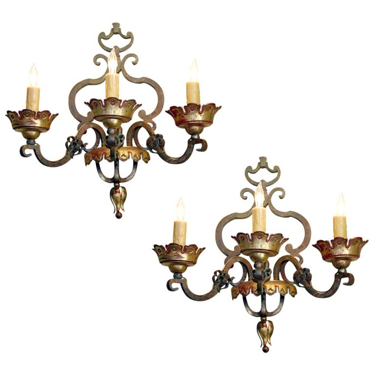 PAIR of Italian Bronze Sconces For Sale