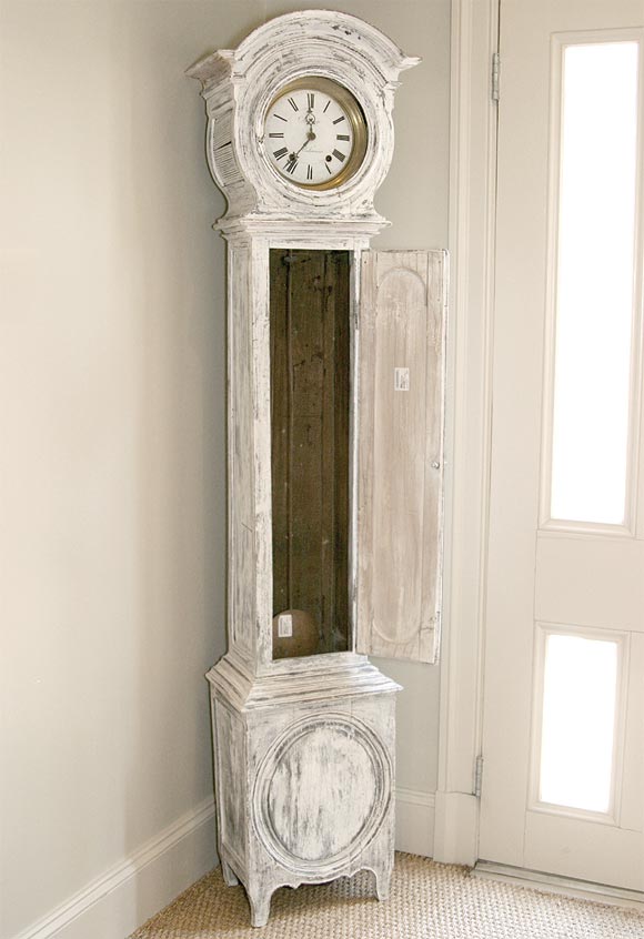 Painted Louis XVI Tall Case Clock For Sale