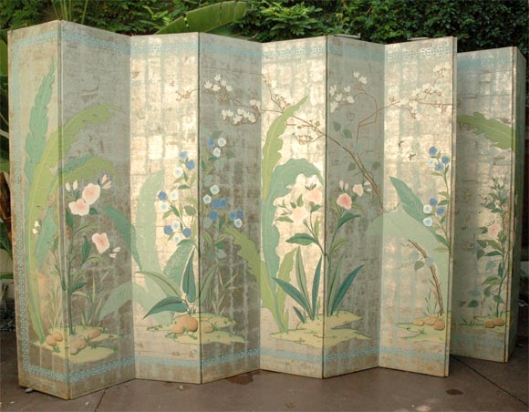 Extraordinary and Massive 10-Panel Hand Painted Folding Screen
