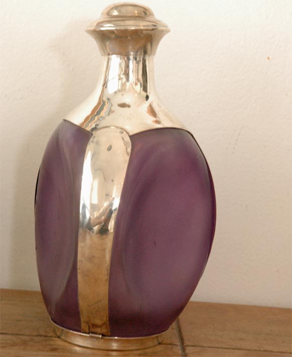 Late 20th Century Three Sterling Overlay Colored Decanters