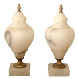 Pair of C. 1920 Alabaster Urn Lamps