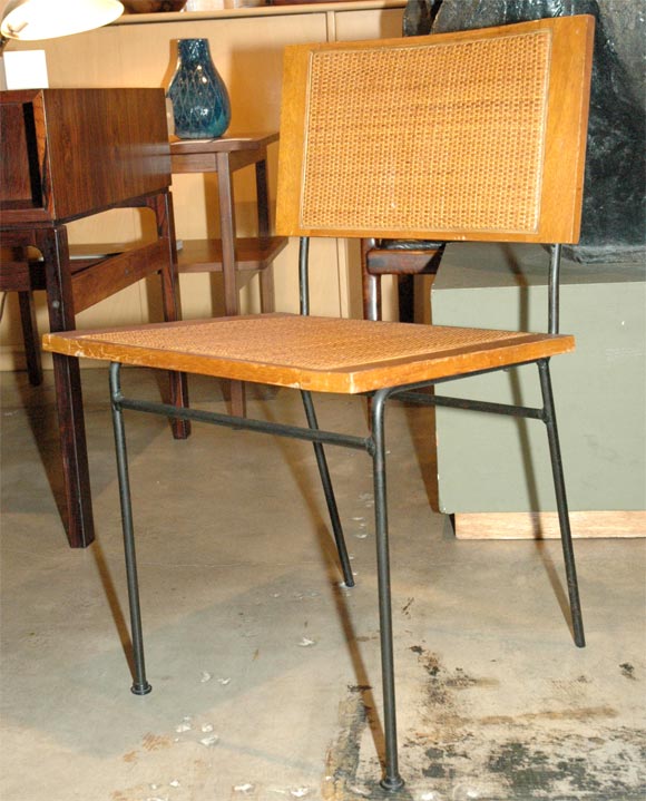 Mid-20th Century Luther Conover Mahogany & Iron table w/ 8 cane chairs.