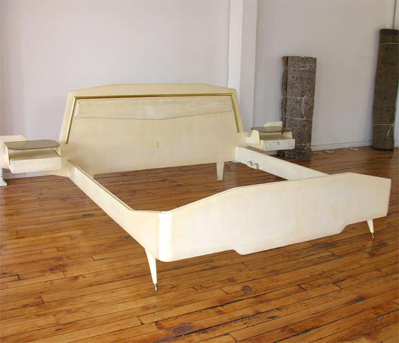 queen size bed frame with attached side tables