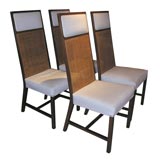 Set of four faux ostrich cane back dining chairs