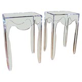 Pair of clear lucite side tables