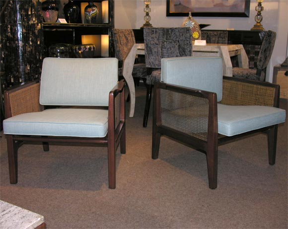 Pair of Pivot Back Lounge Chairs by Edward Wormley for Dunbar