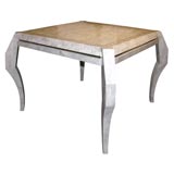 Game Table with Sculptural Legs in Tesselated Fossilized Coral