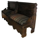 One Carved Bench with Vintage Wool Upholstery