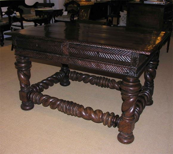 Magnificent Portuguese National Style Turned Leg Table at 1stDibs