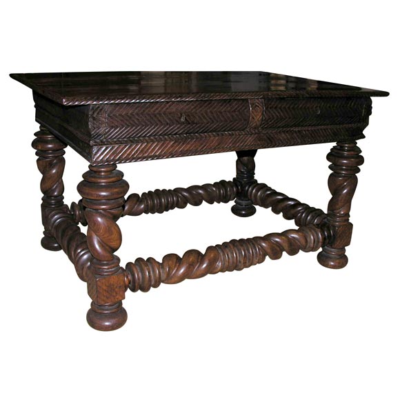Magnificent Portuguese National Style Turned Leg Table at 1stDibs