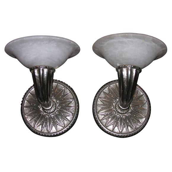 Pair of Modern Deco-Style Wall Sconces For Sale