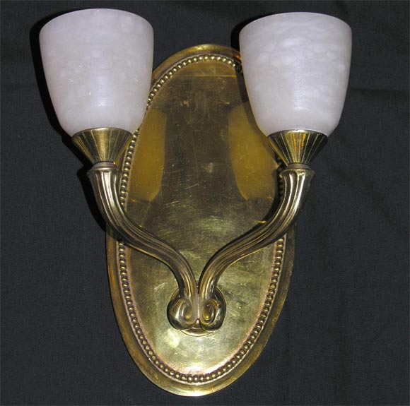 Art Deco Pair of Deco-Style Two-Branch Wall Sconces For Sale