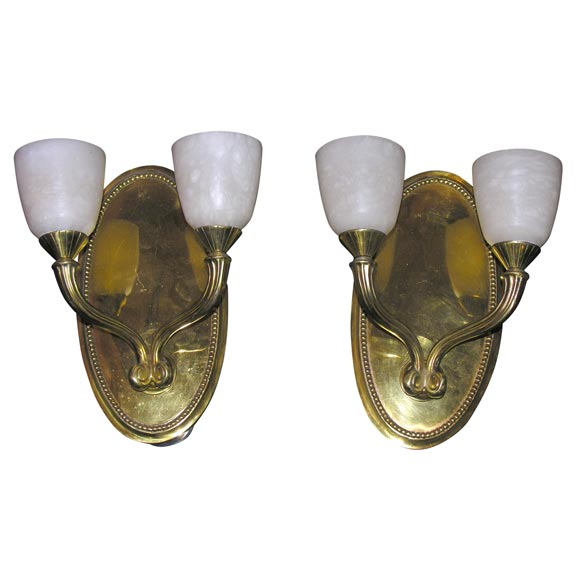 Pair of Deco-Style Two-Branch Wall Sconces