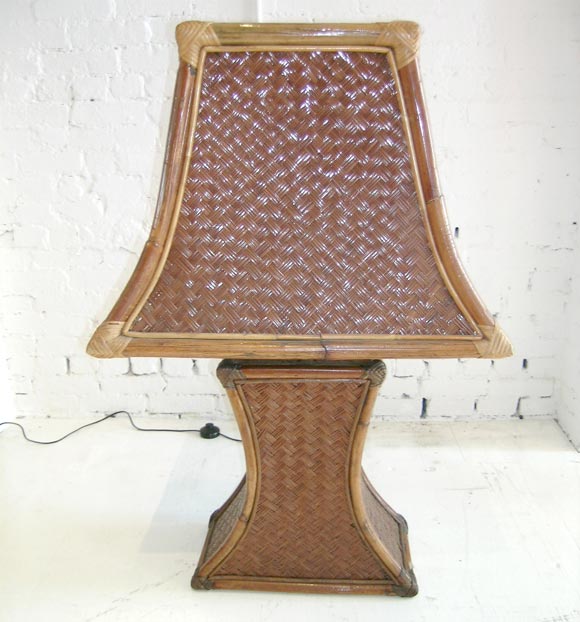 Italian Gabriella Crespi Bamboo Lamp For Sale