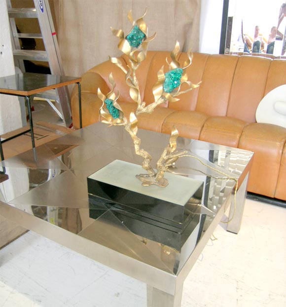 Brass and Malachite 'Tree' Lamp