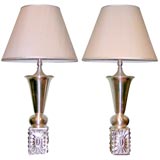 Vintage Pair of Highly Decorative Silvered Table Lamps.