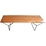 wood and steel Bertoia coffee table