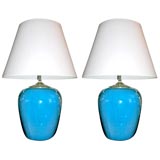 pair of turquoise medicine pot lamps