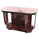 Streamlined Art Deco Burled Walnut and Lacquer Console
