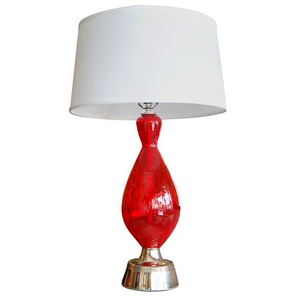 Red Murano Lamp Midcentury