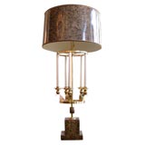 Huge Marbro Table Lamp in Brass and Faux Marble Finish