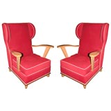 Pair of sycamore armchairs