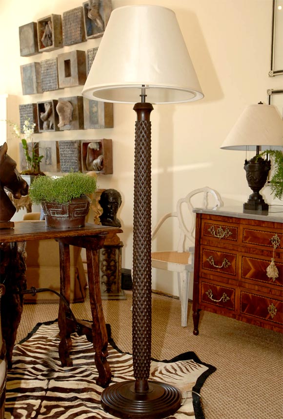 Very Cool Carved Oak Floor Lamp-