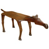 Carved Wood Deco Zebra Bench
