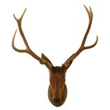 An Austrian Carved Wood Deer Head Trophy