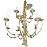 Vintage French bronze chandelier with beautiful lines