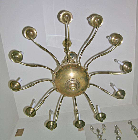 Very large French bronze chandelier with 12 arms