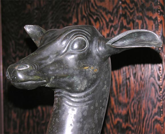 19th Century Pair of Cast Bronze Deer by Sabatino de Angelis