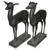 Antique Pair of Cast Bronze Deer by Sabatino de Angelis