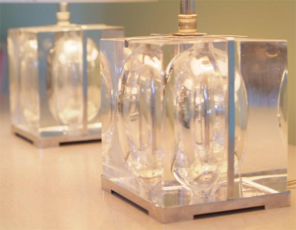 A Pair of Samuel Marx Glass Table Lamps In Excellent Condition For Sale In San Francisco, CA