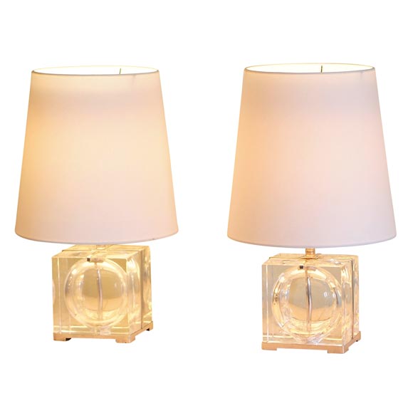 A Pair of Samuel Marx Glass Table Lamps For Sale